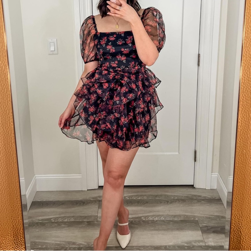 Storia - Black and floral mini dress NWT